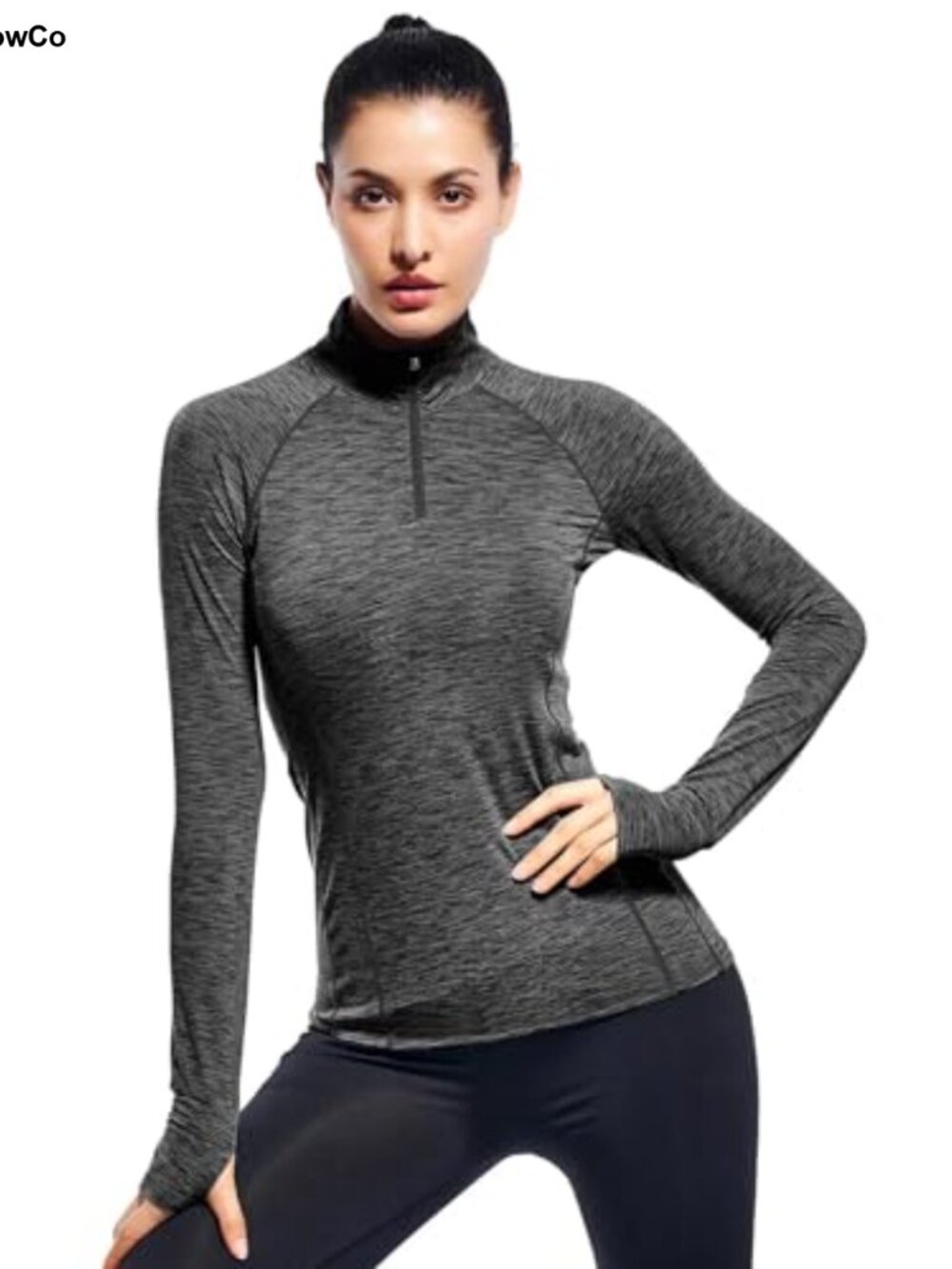 Zengjo Womens Quarter Zip Long Sleeve Workout Top Running Pullover